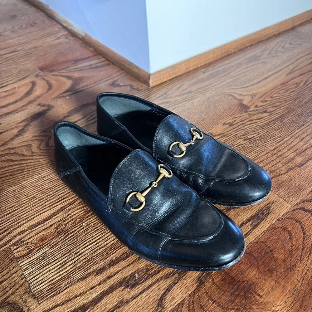 Gucci Brixton‎ Black Leather Horsebit Loafers 414989 38.5 - Picture 13 of 16